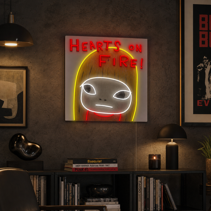 "Hearts On Fire" Letrero de neón LED impreso con UV