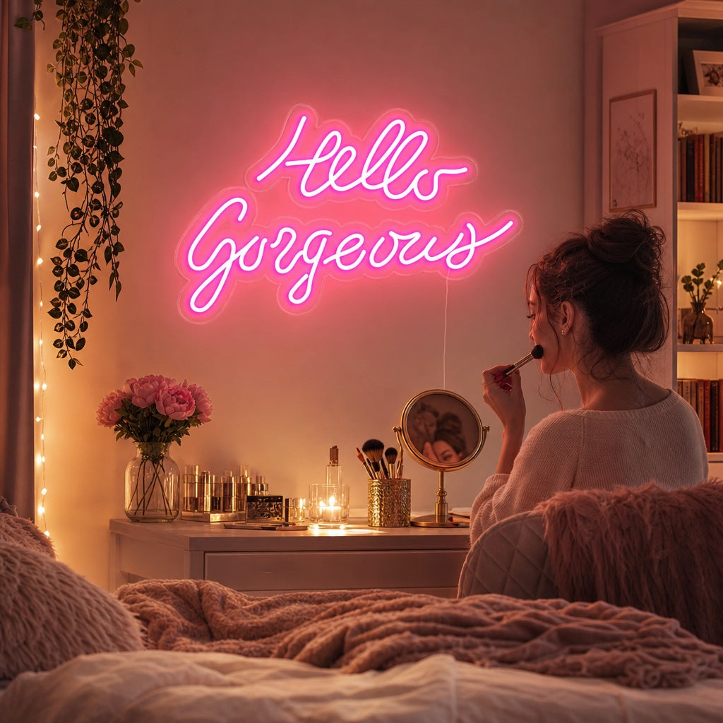 "Hello Gorgeous" Letreros Neon