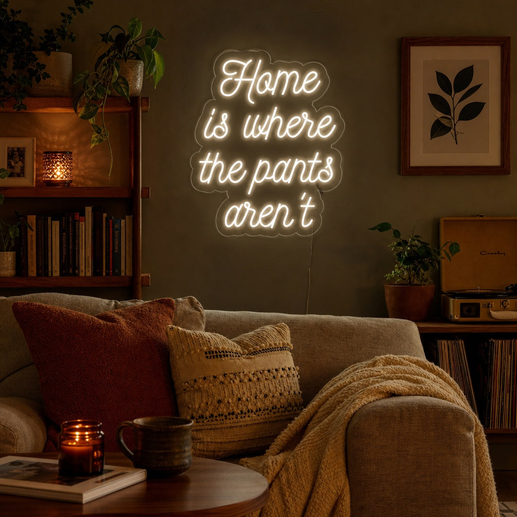 "Home is Where The Pants Arent" Letreros Neon