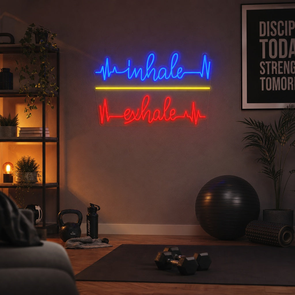 "Inhale Exhale, Latido del corazón" Letreros Neon