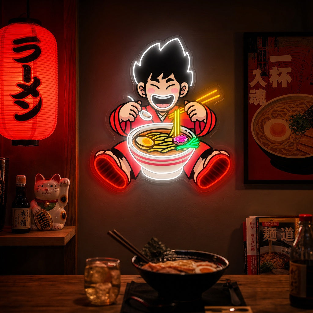 Fideos Panda y Ramen Letrero de neón, Decoración Japonesa