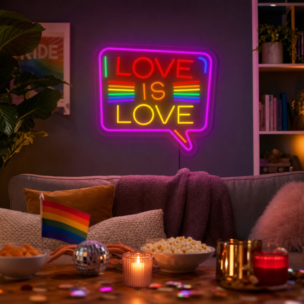 "LGBT LOVE IS LOVE, Arcoíris" Letreros Neon