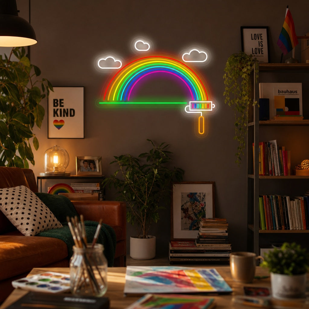 "Bandera Arcoíris Orgullo Lgbt Única" Letreros Neon