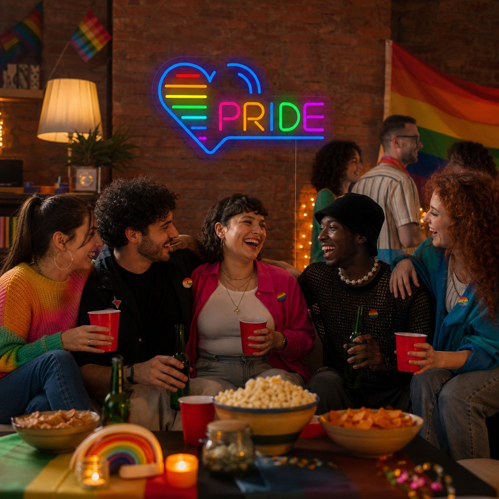"LGBT, Pride, Corazones" Letreros Neon