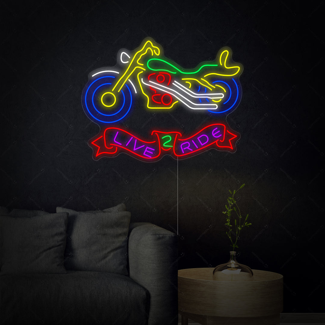 "Live 2 Ride, Motocicleta" Letreros Neon