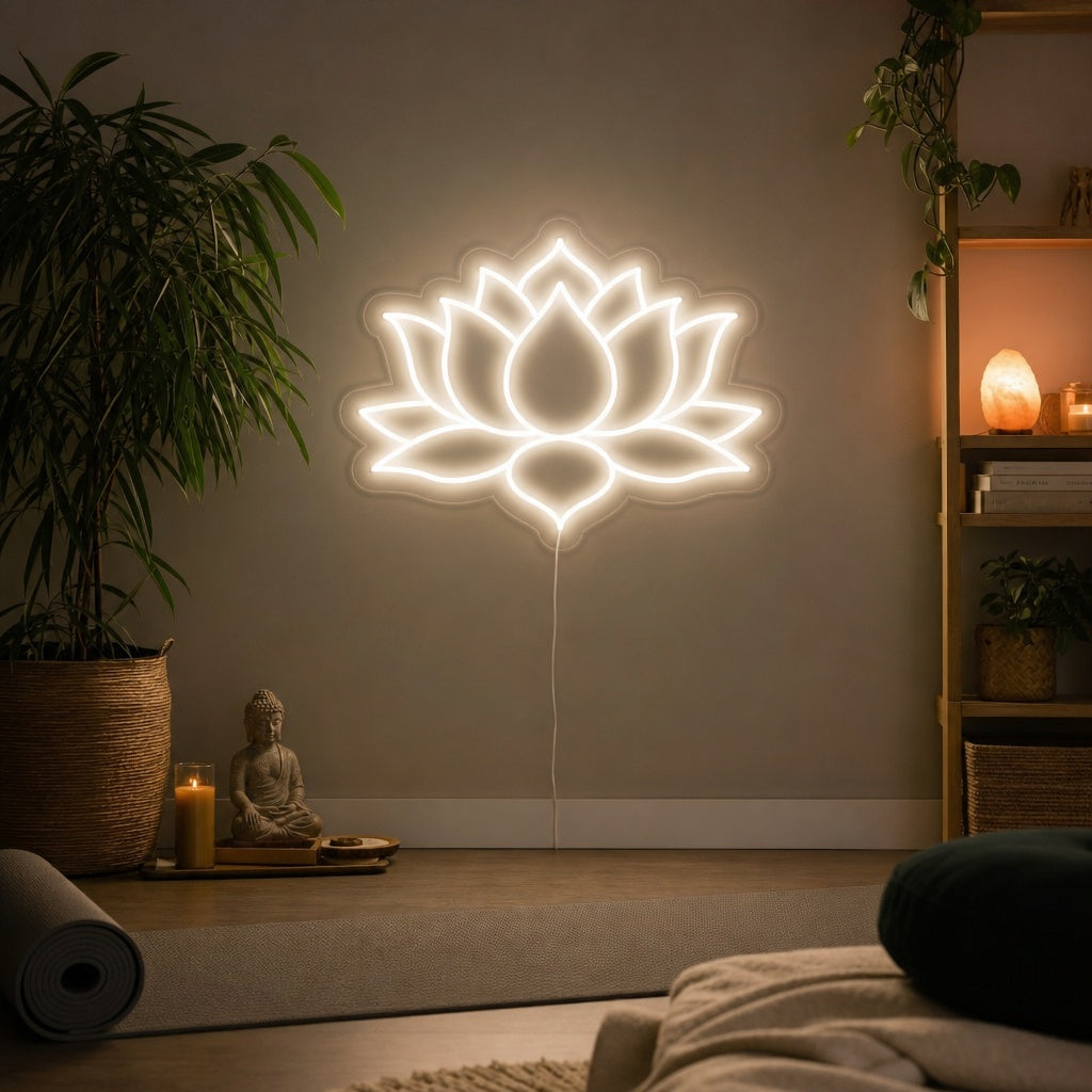 "Flor De Loto Yoga" Letreros Neon