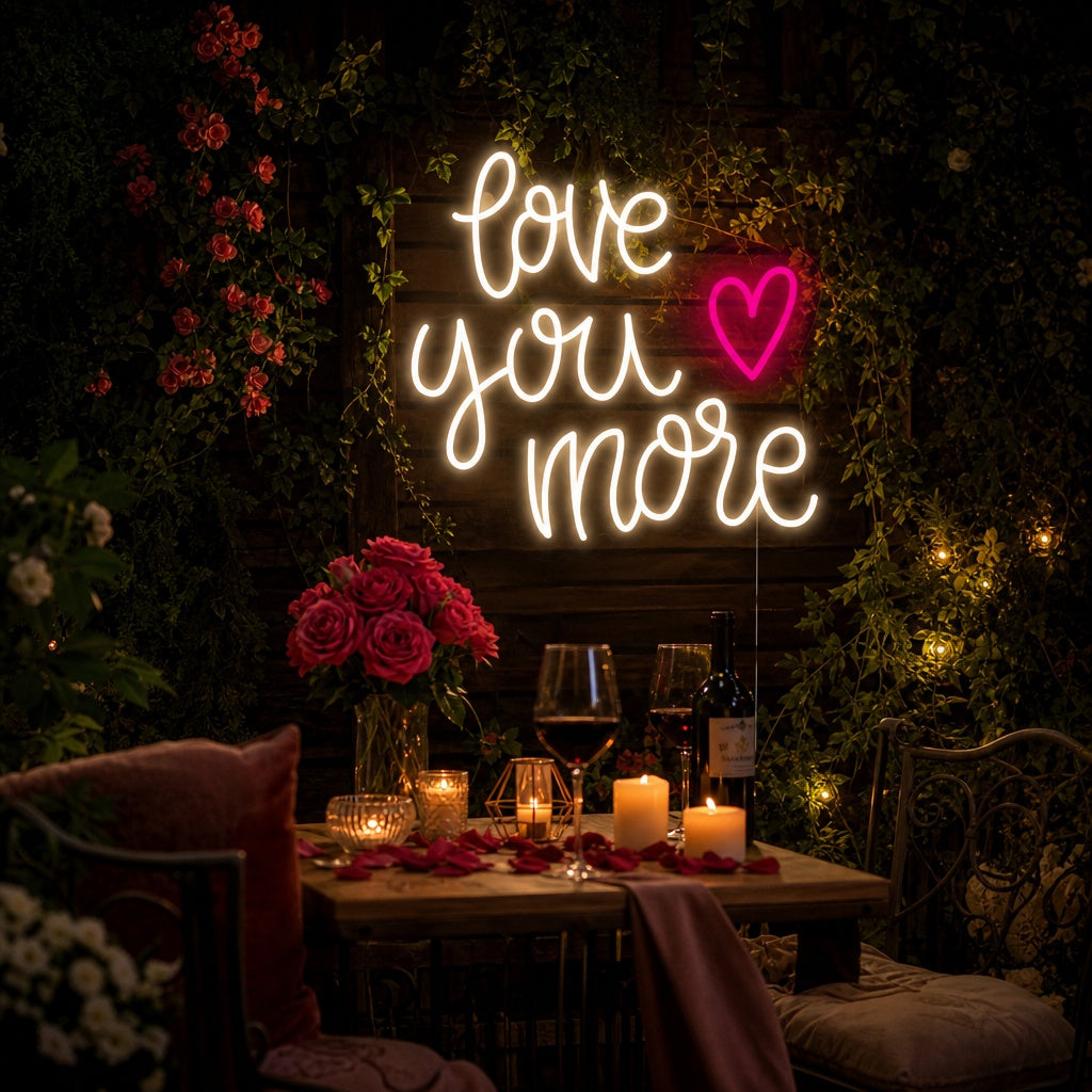 "Love You More Heart" Letreros Neon