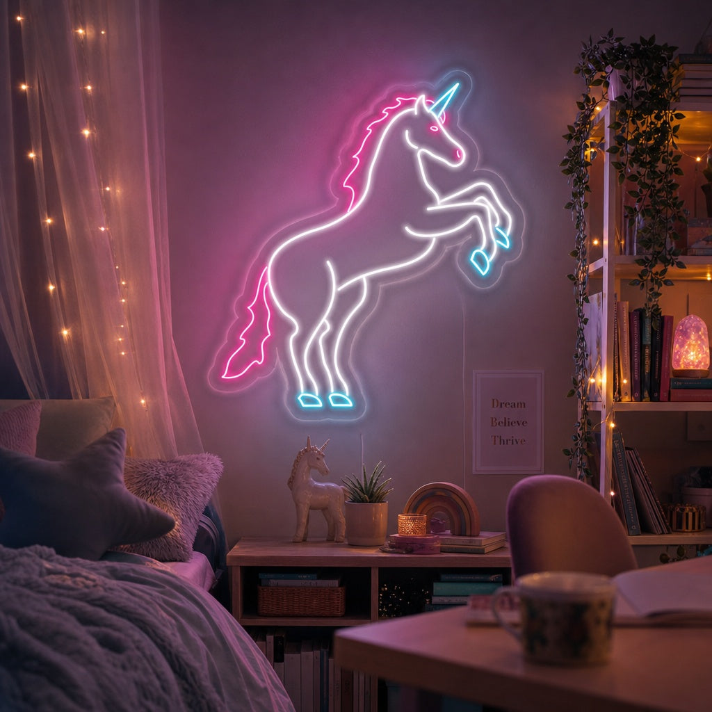 "Caballo Unicornio Mágico" Letreros Neon