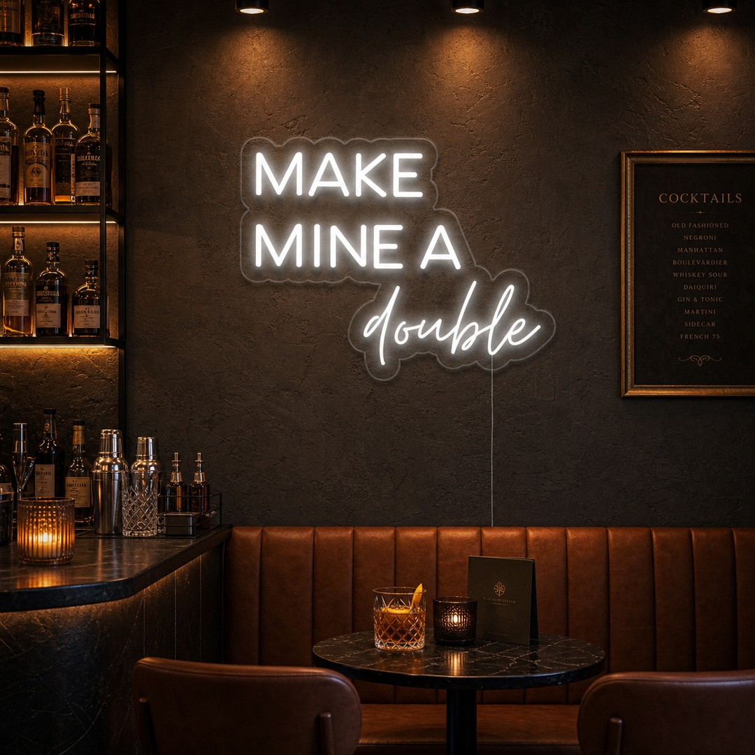 "Make Mine A Double Bar De Cerveza" Letreros Neon