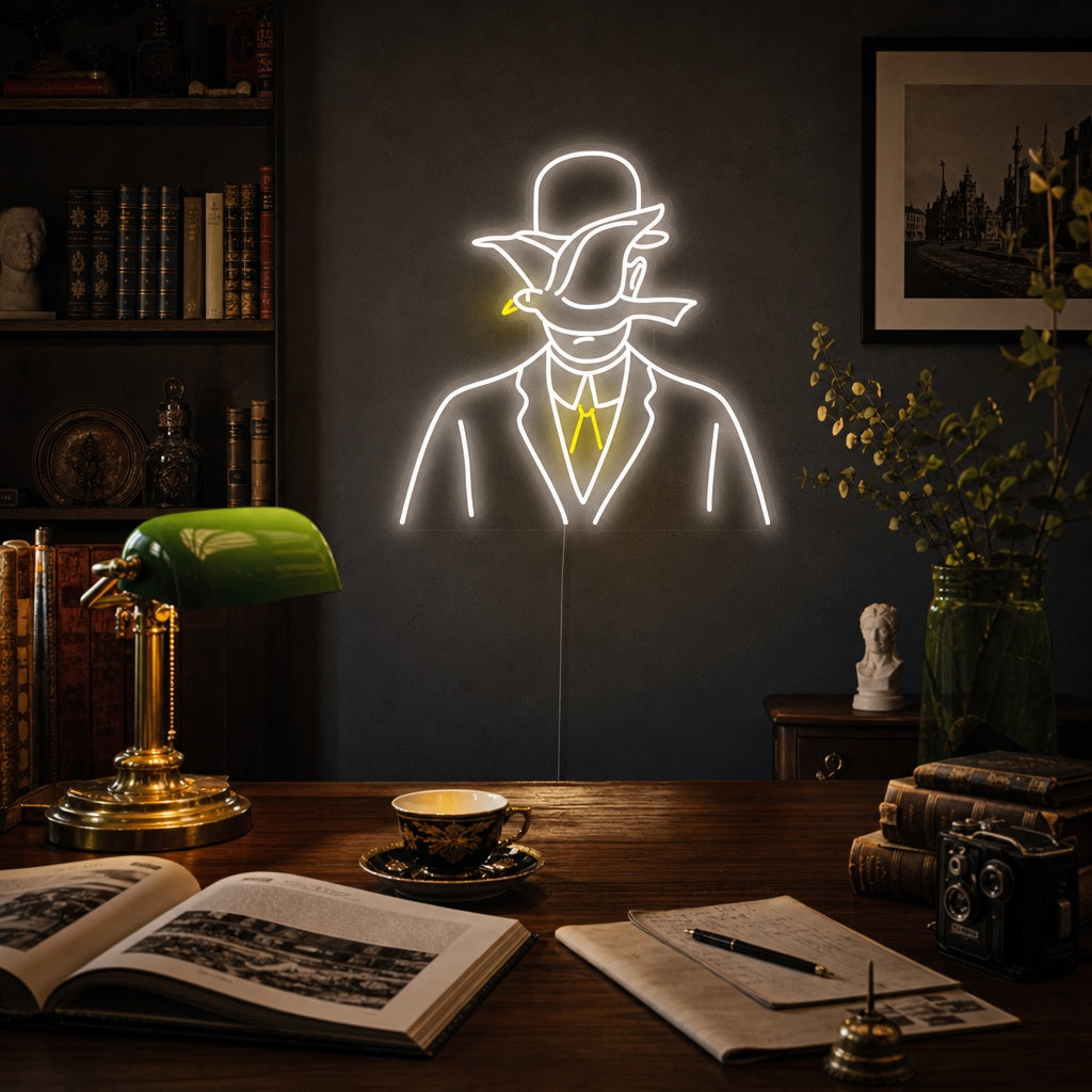 "Hombre Con Bombín Rene Magritte" Letreros Neon