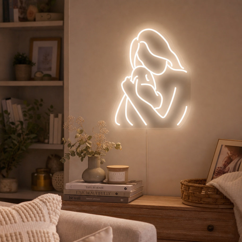 "Mama Abrazo Bebe" Letreros Neon