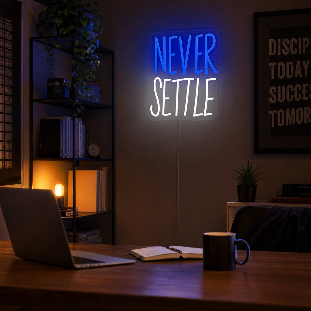 "Never Settle" Letreros Neon