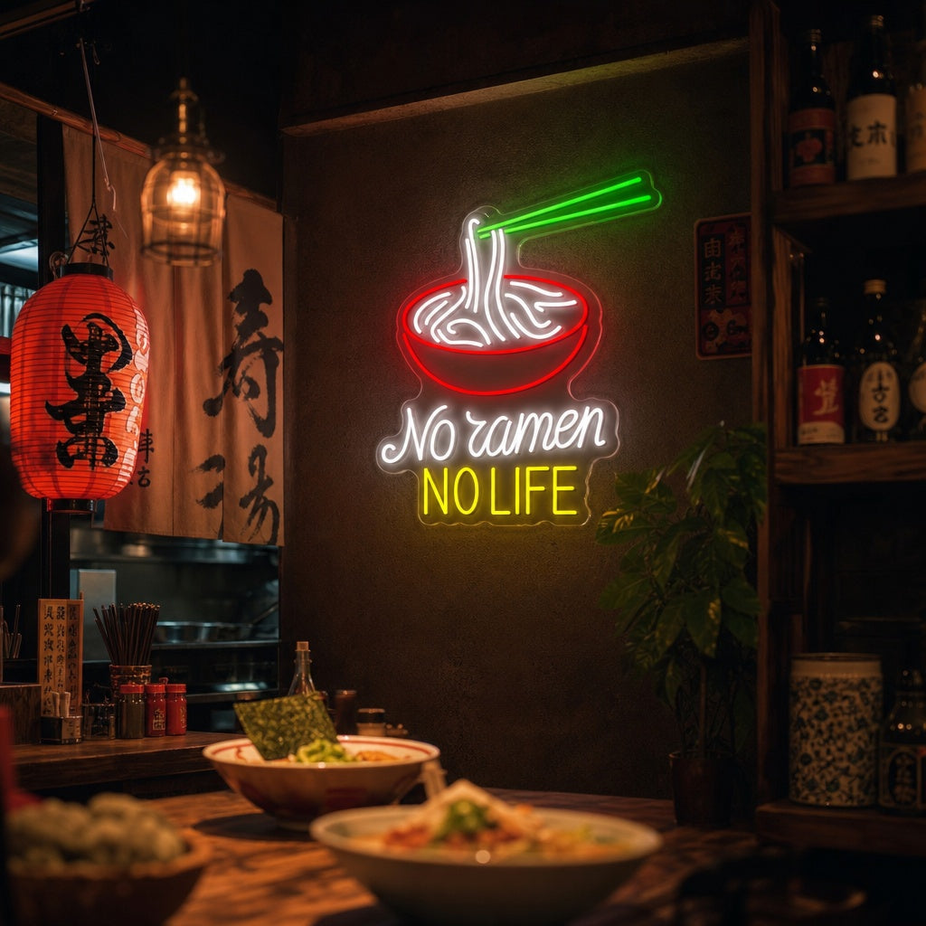 No Ramen No Life Letrero de neón, Decoración de restaurantes japoneses