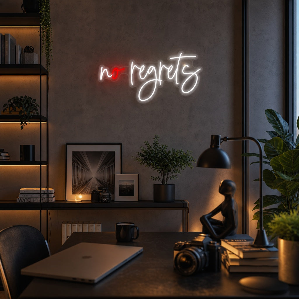 "No Regrets" Letreros Neon
