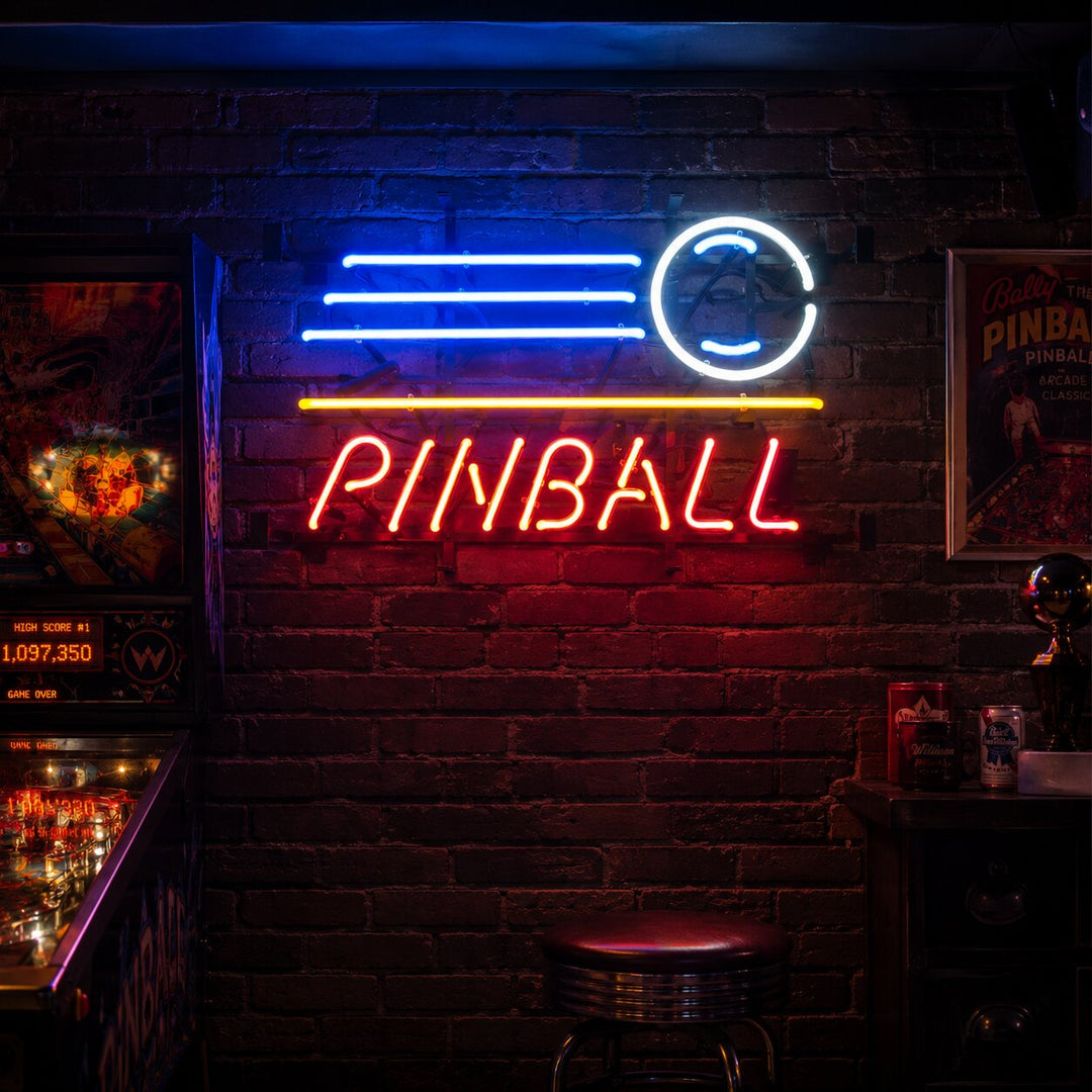 "Pinball, Tienda Abierta" Letreros Neon