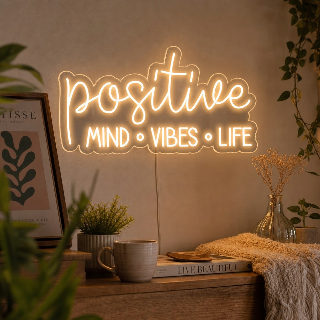 "Positive Mind Vibes Life" Letreros Neon