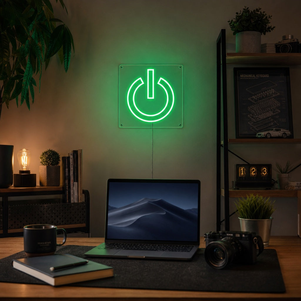"Botón De Encendido, Decoración Sala De Juegos" Letreros Neon