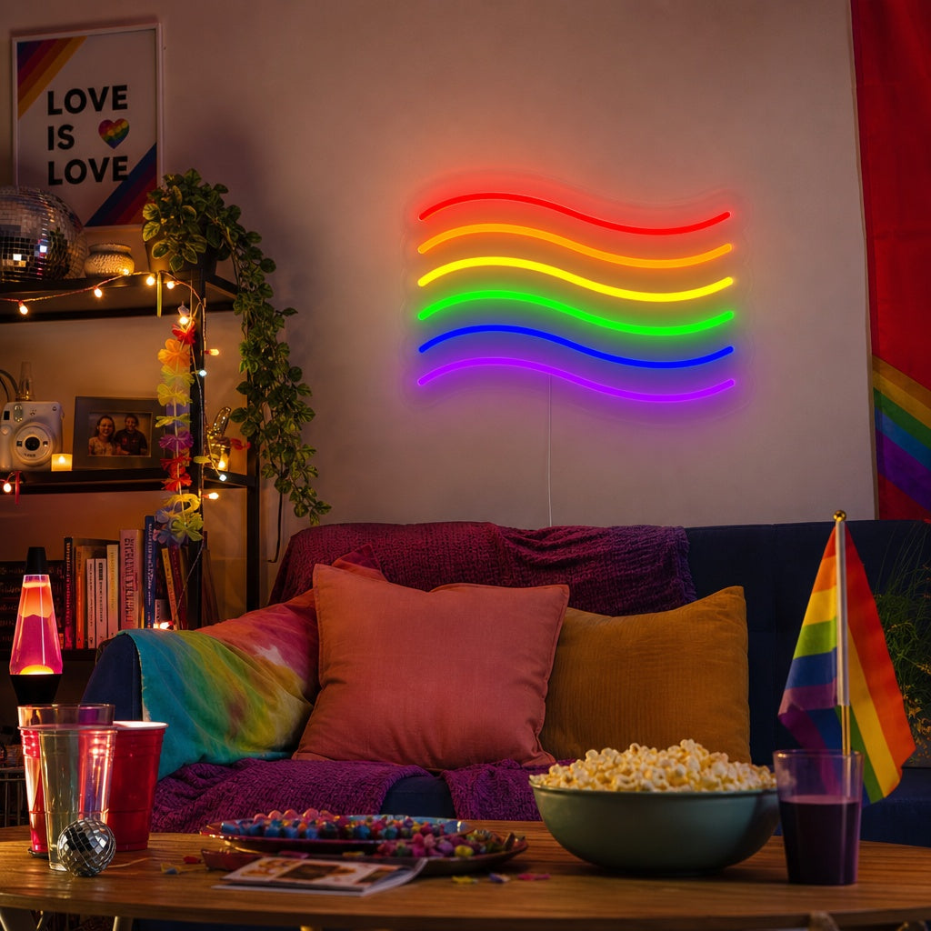 "Bandera Arcoíris Orgullo Lgbt Única" Letreros Neon