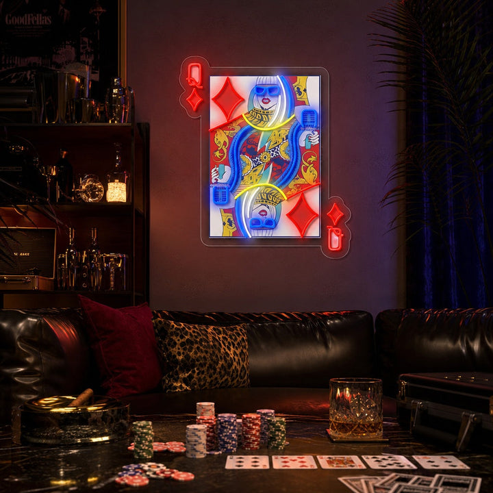 "Q de Glam, Pop Star Idol" Letrero de neón LED impreso con UV