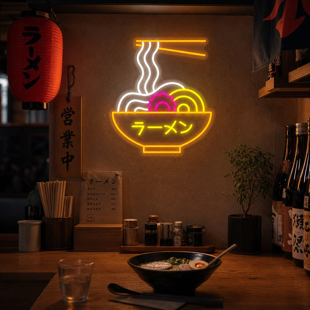 Ramen Fideos japoneses Letrero de neón, Decoración Japonesa para Restaurantes