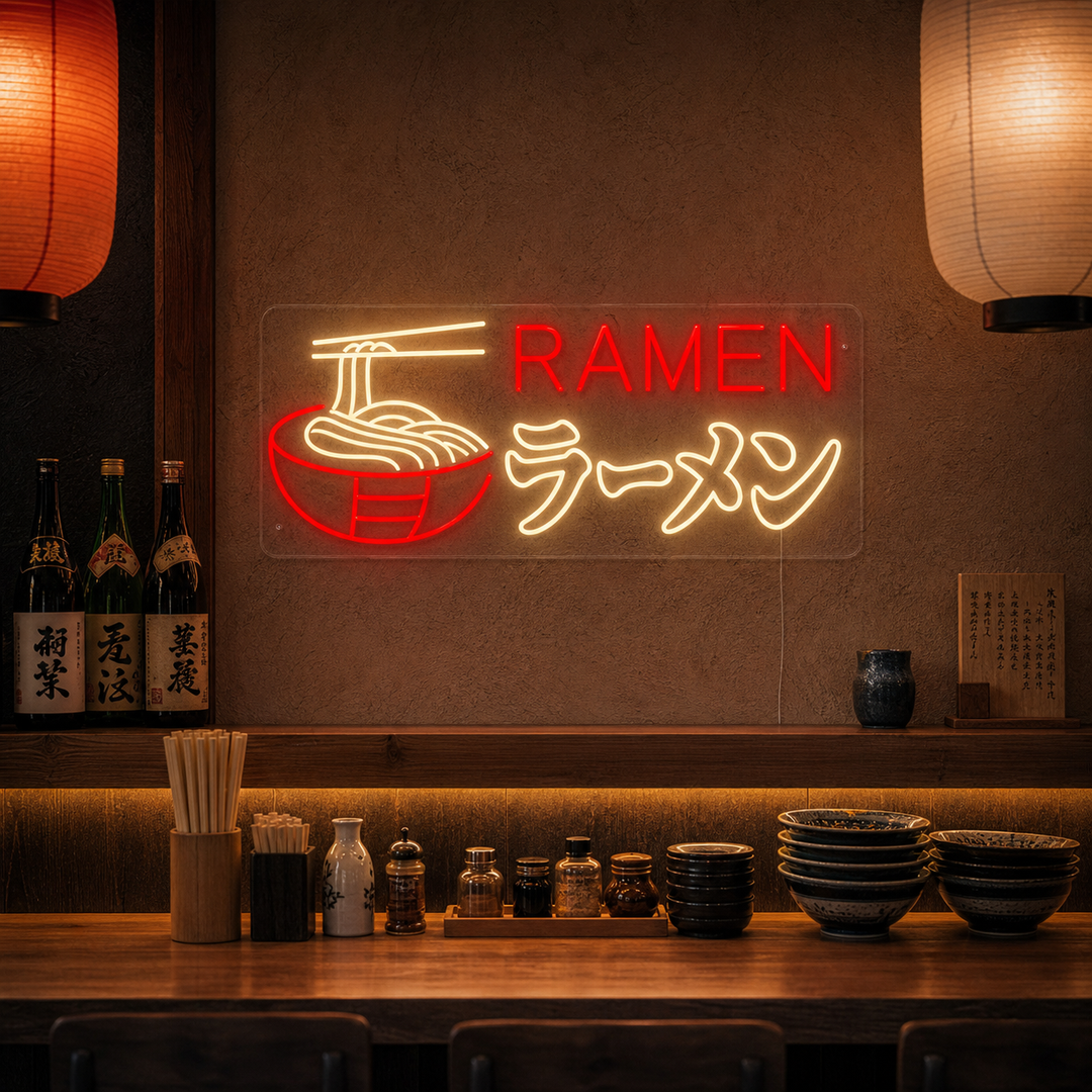 Fideos Ramen Letrero de neón, Decoración Japonesa para Restaurantes