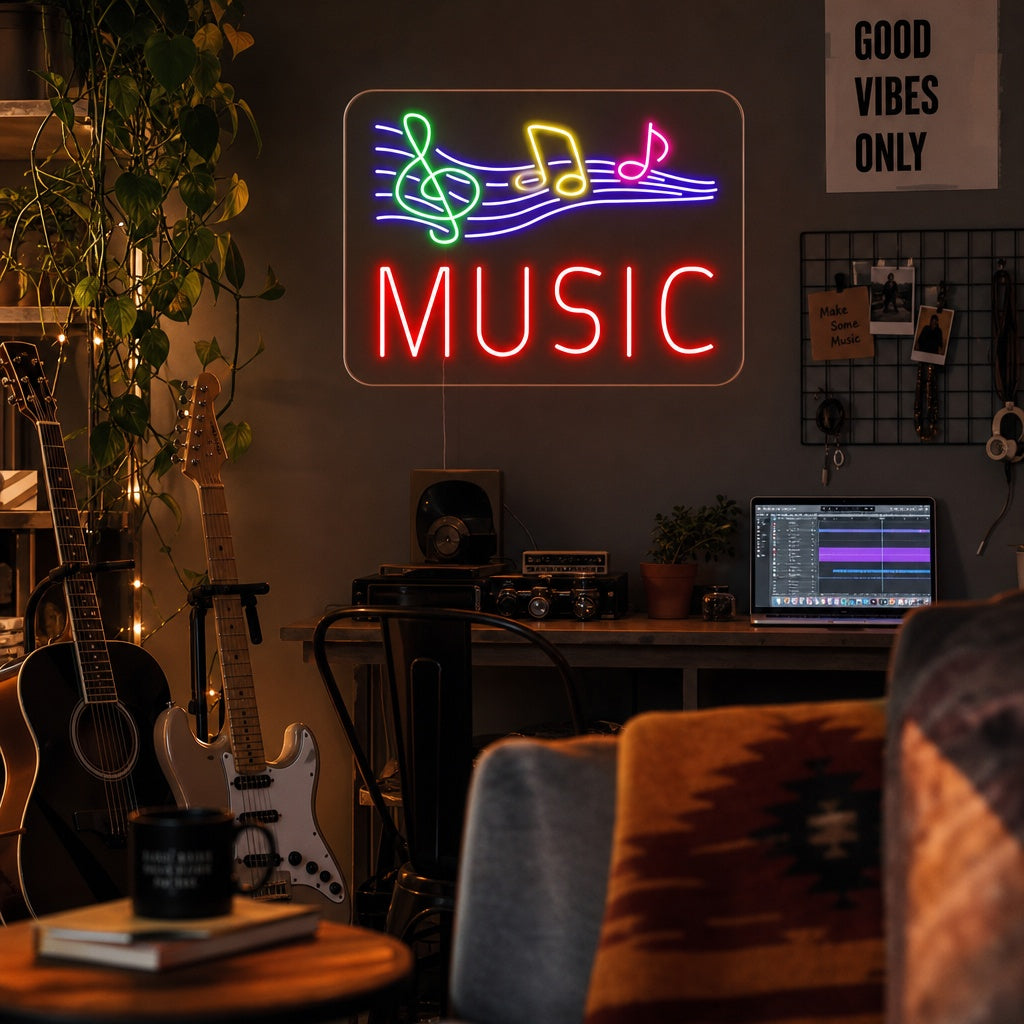 "Music, Notas Musicales" Letreros Neon