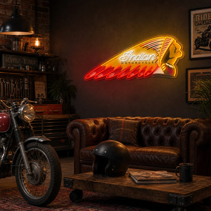 "Motocicleta retro" Letrero de neón LED impreso con UV