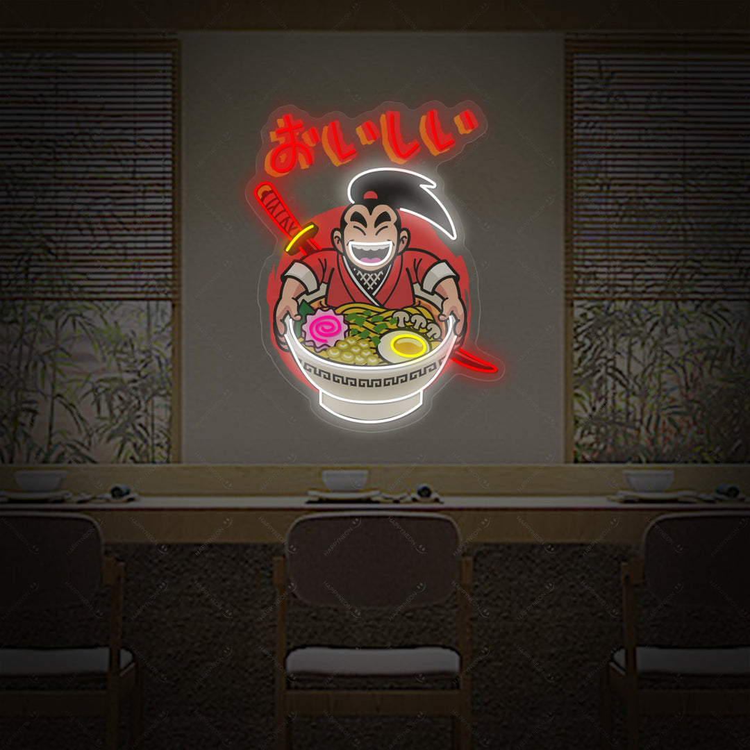 Samurai Ramen Letrero de neón, Decoración de restaurantes japoneses