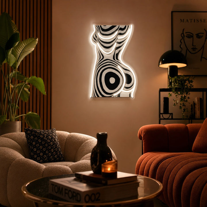 "Zebra sensual, cuerpo de mujer" Letrero de neón LED impreso con UV