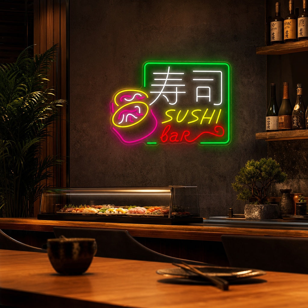 Sushi Bar Letrero de neón, Decoración de restaurantes japoneses