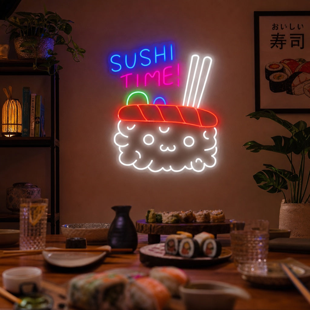 Sushi Time Letrero de neón, Decoración japonesa para restaurantes