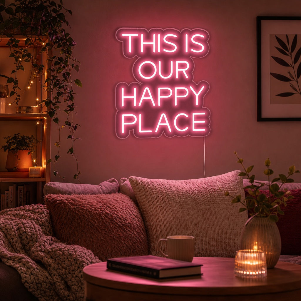 "This is Our Happy Place" Letreros Neon