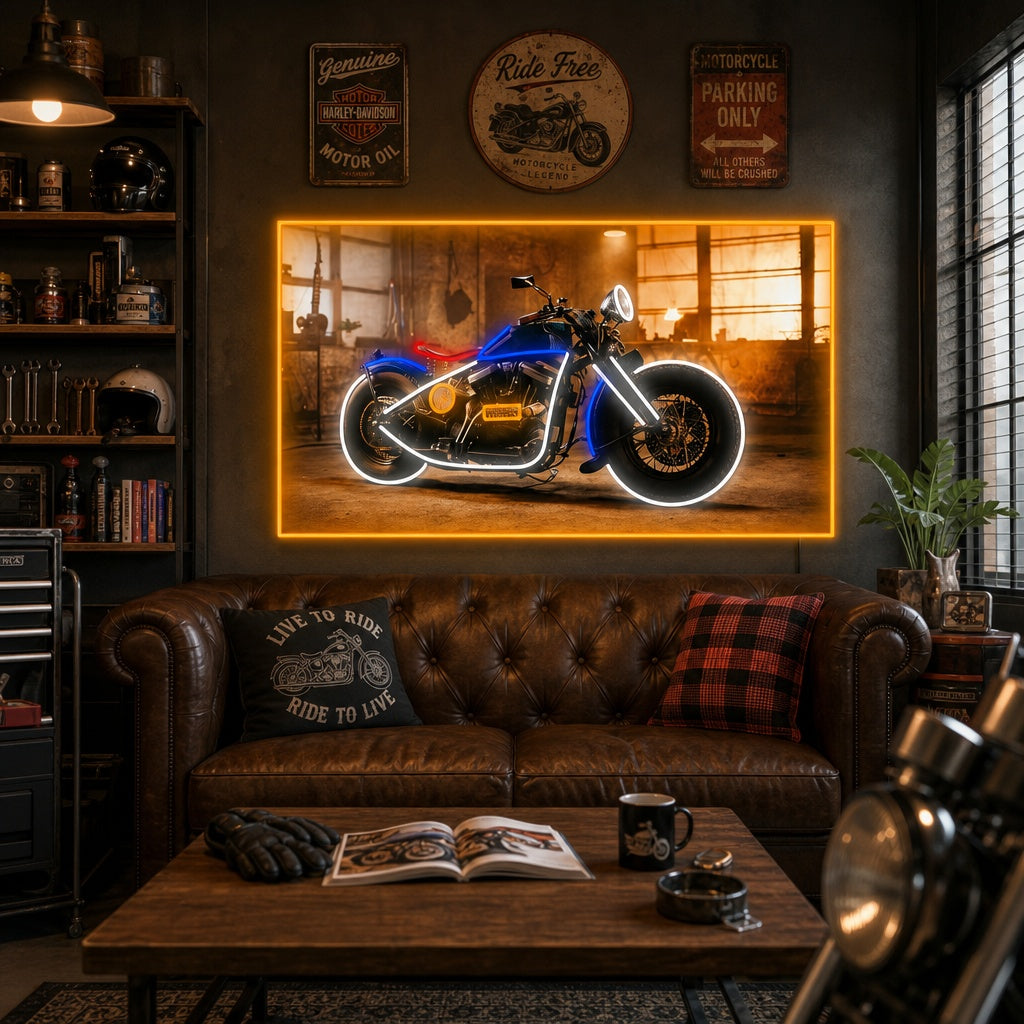 "motocicleta bobber vintage" Letrero de neón
