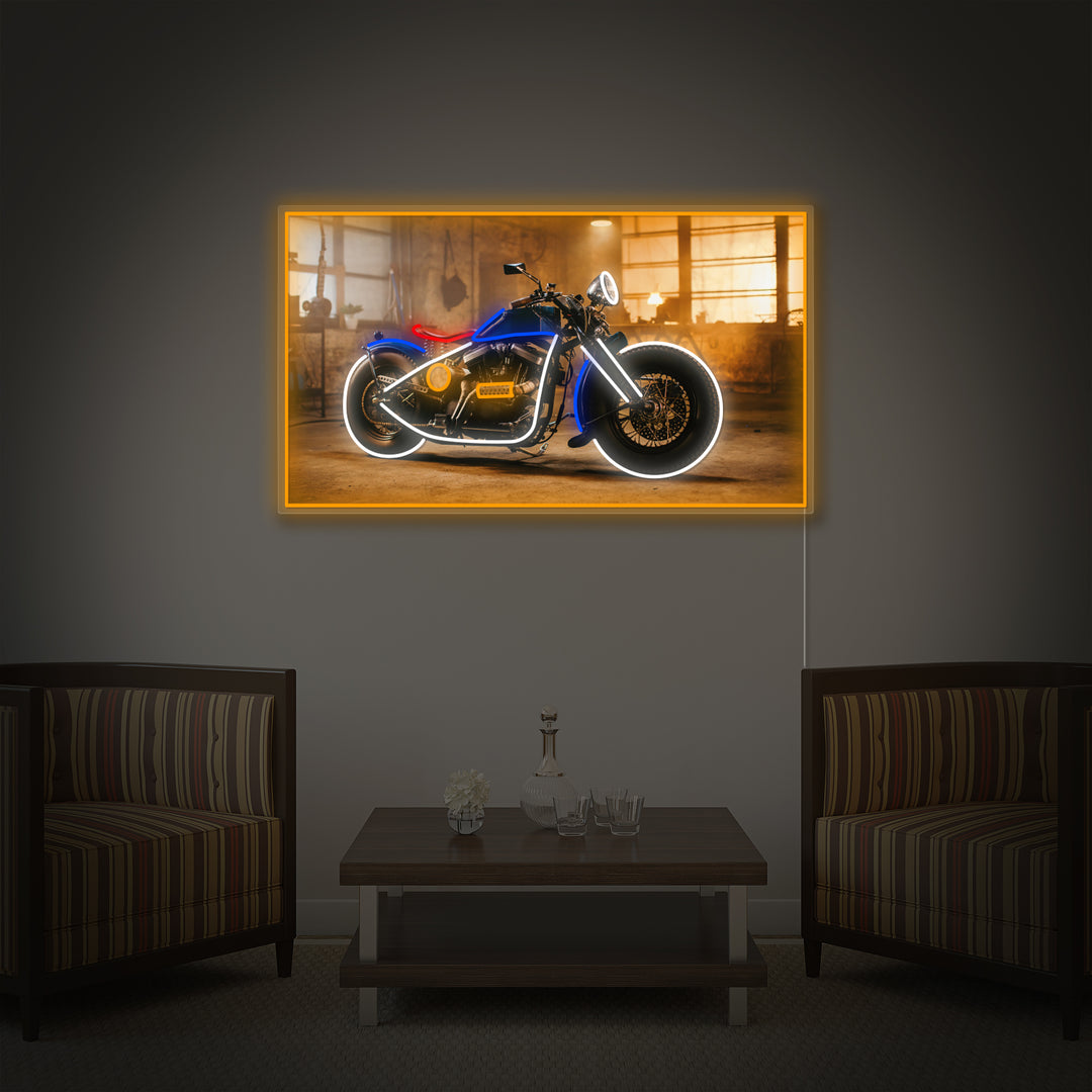 "motocicleta bobber vintage" Letrero de neón