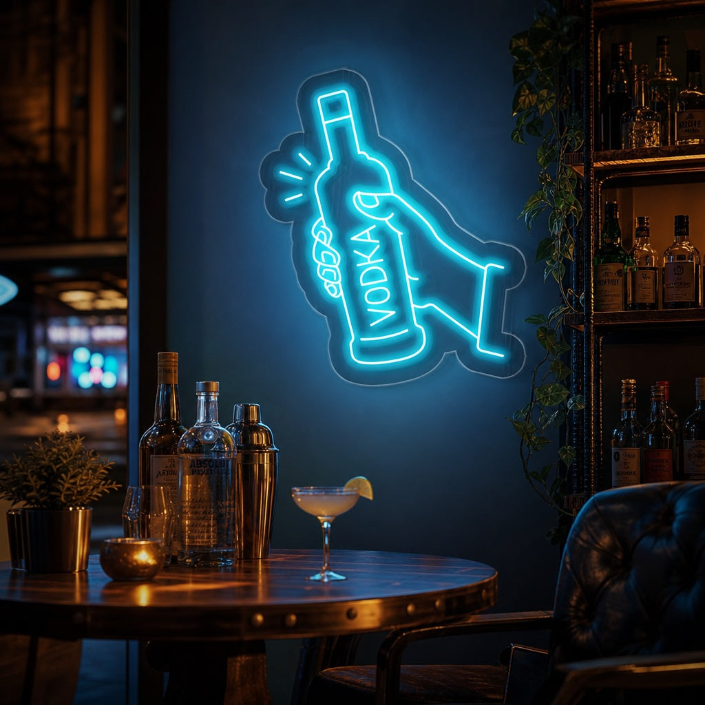 "Vodka Botella Bar" Letreros Neon