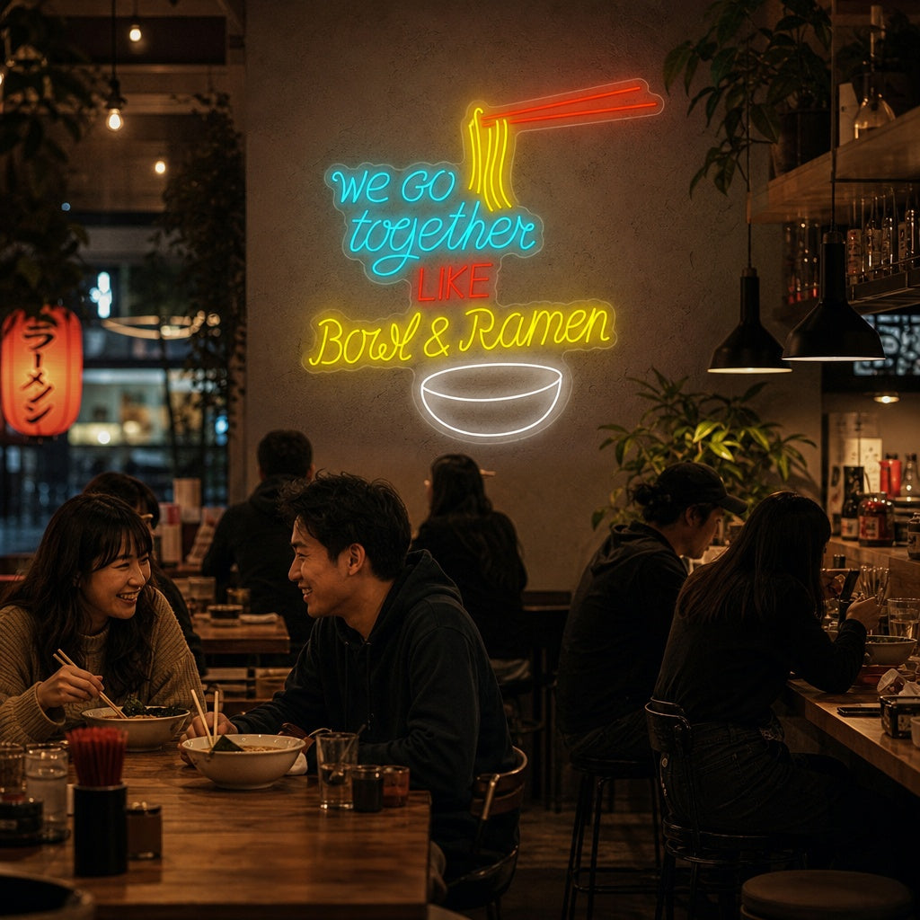 We Go Together Like Bowl And Ramen Letrero de neón, Japonés decoración del restaurante