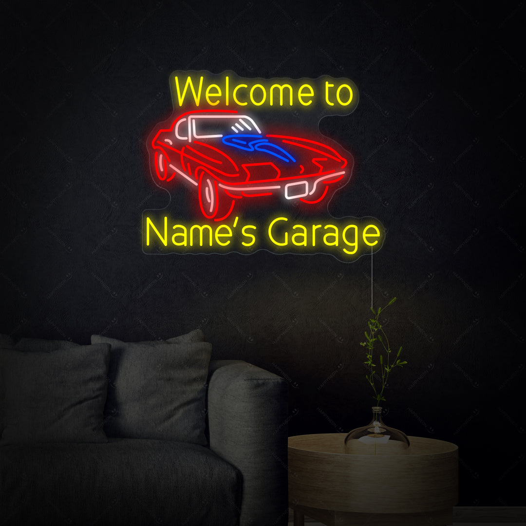 "Welcome to Genes Garage" Letreros Neon