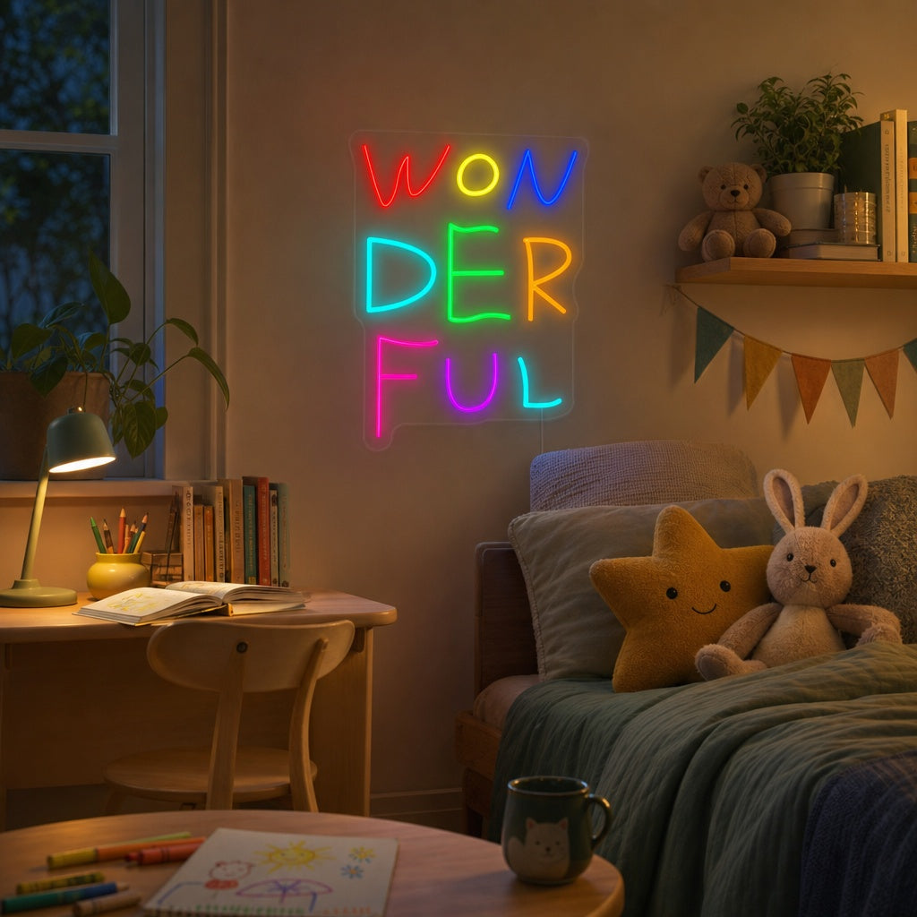 "Wonderful, Decoracion De Habitaciones Infantiles" Letreros Neon