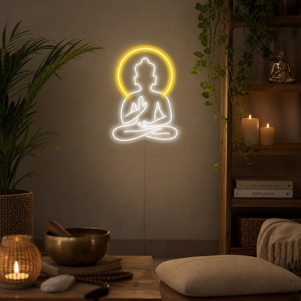"Yoga Buda, Arte De La Pared De Yoga, Yoga Decoración" Letreros Neon