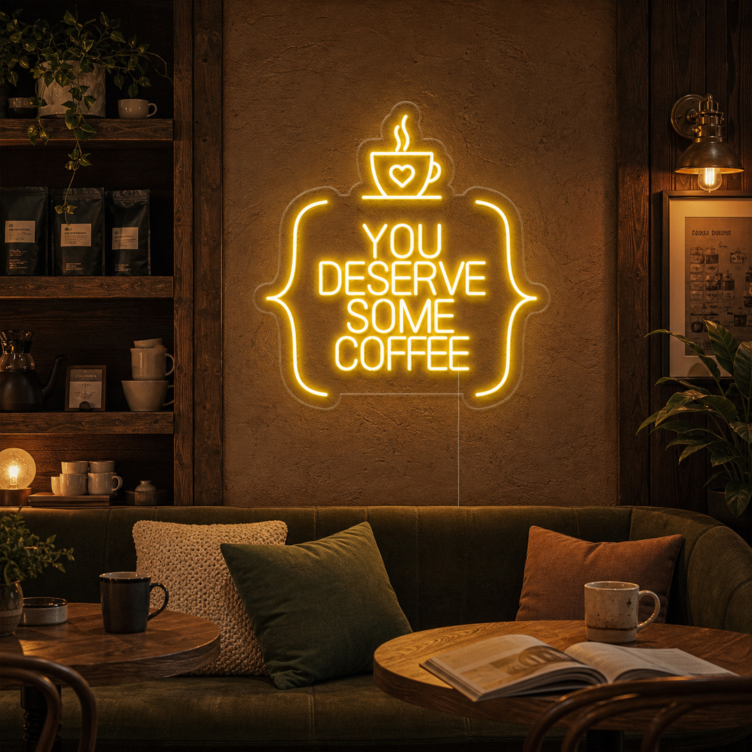 "You Deserve Some Coffee" Letreros Neon