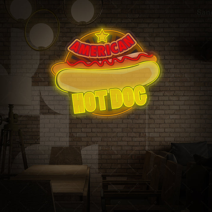 "American Hot Dog" Letrero de neón