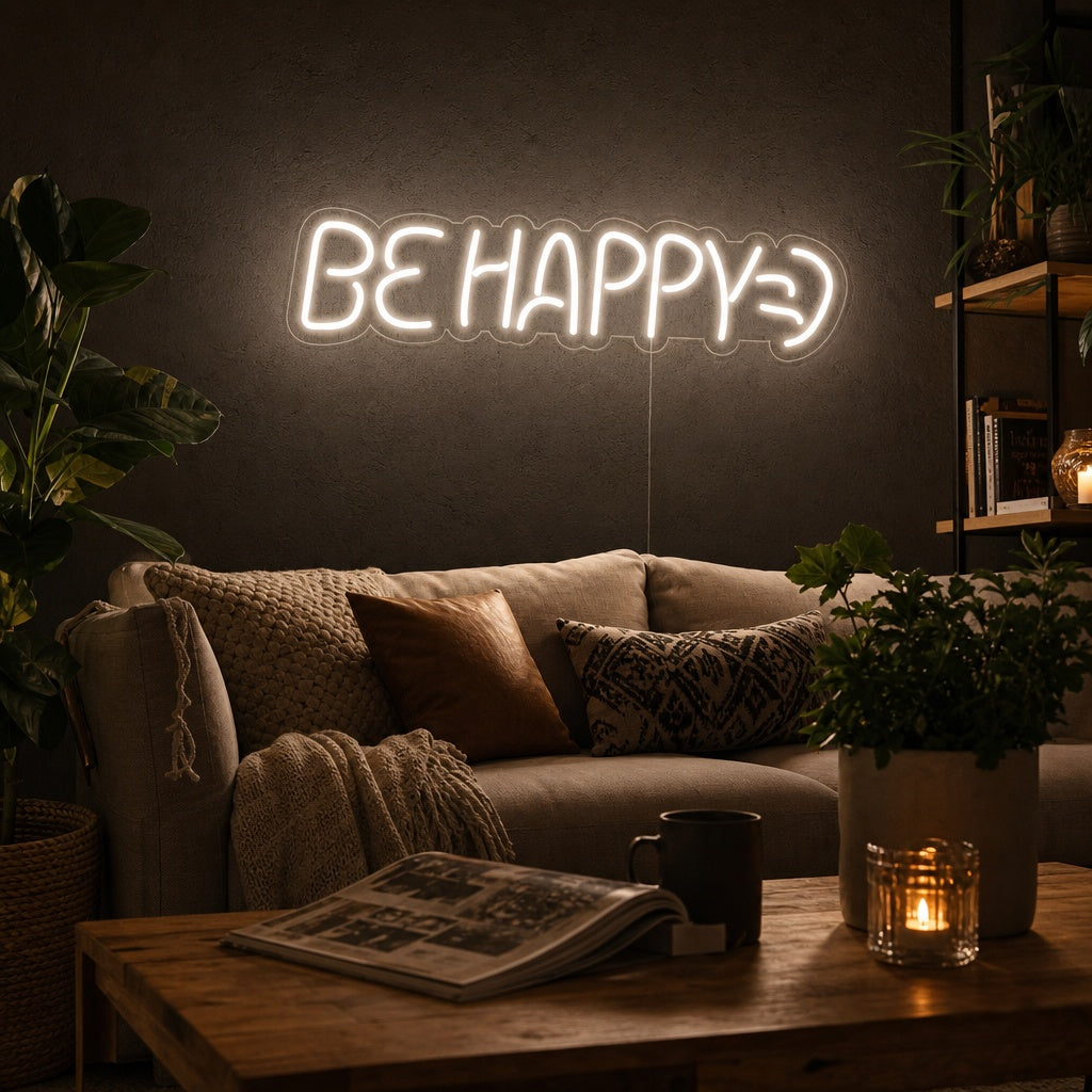 "Be Happy" Letreros Neon