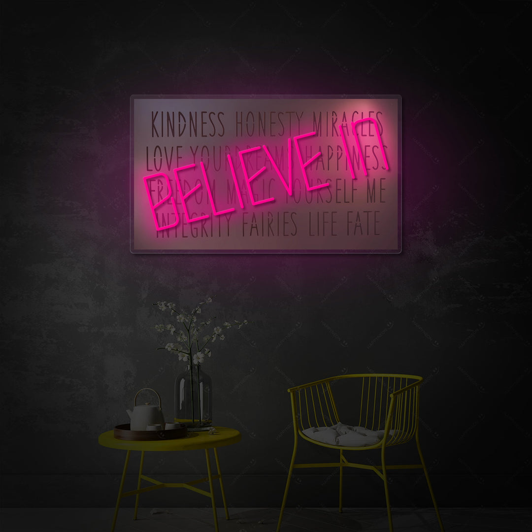 "Believe In" Letrero de neón