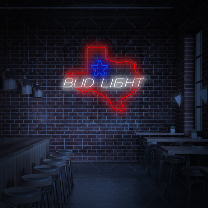 "Bud Light Texas Star" Letrero de neón