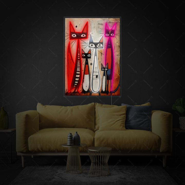 "Familia de gatos" Letrero de neón