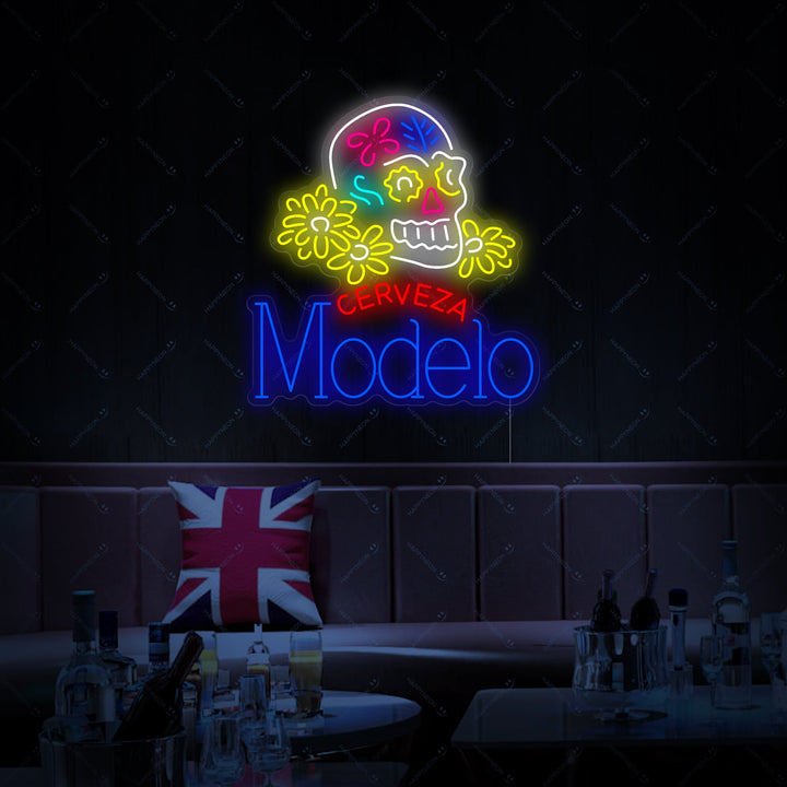 "Cerveza Modelo Calavera" Letrero de neón