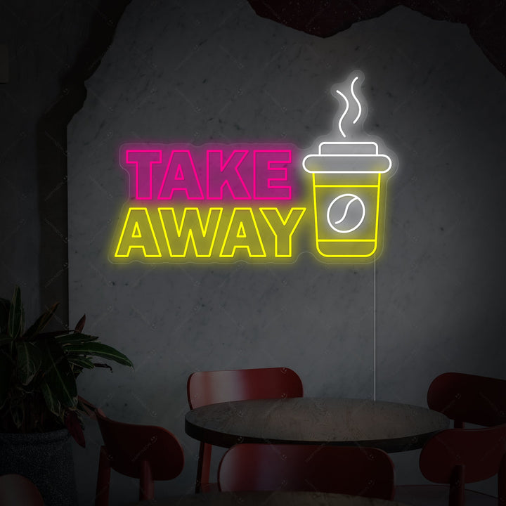 "Coffee Take Away" Letrero de neón