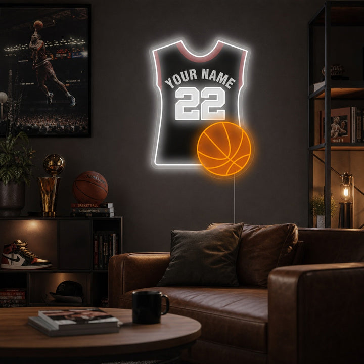 "Baloncesto personalizado y Jersey" Letrero de neón