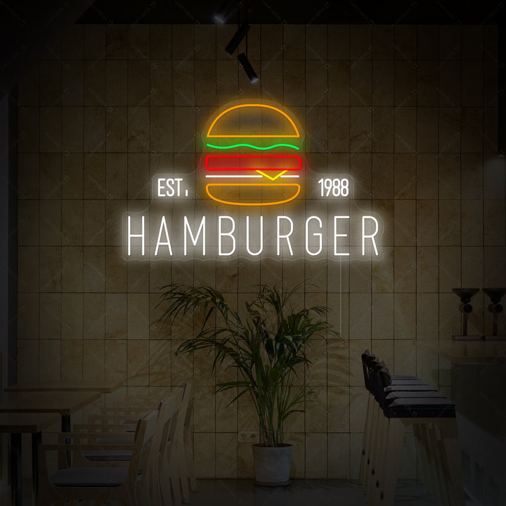 "Logotipo personalizado de hamburguesa" Letrero de neón