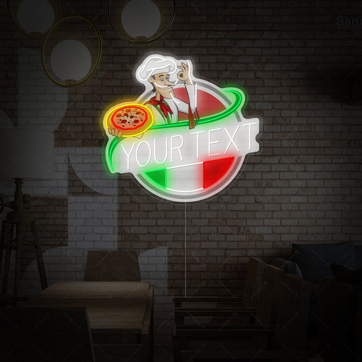 "Logotipo personalizado de restaurante italiano" Letrero de neón